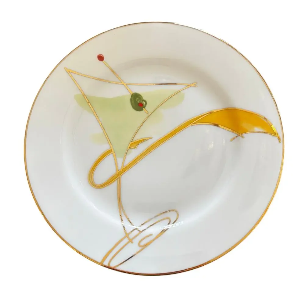 Vintage Pier 1 ceramic canapé plates with matching cocktail napkins set of 4